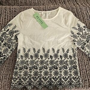 Kindred White and Navy Crochet Top